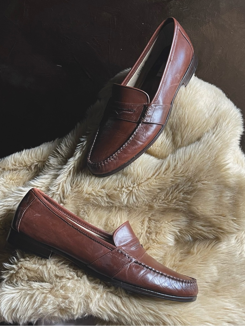 Bruno Magli women's Leather Penny Loafers - Chestnut Brown